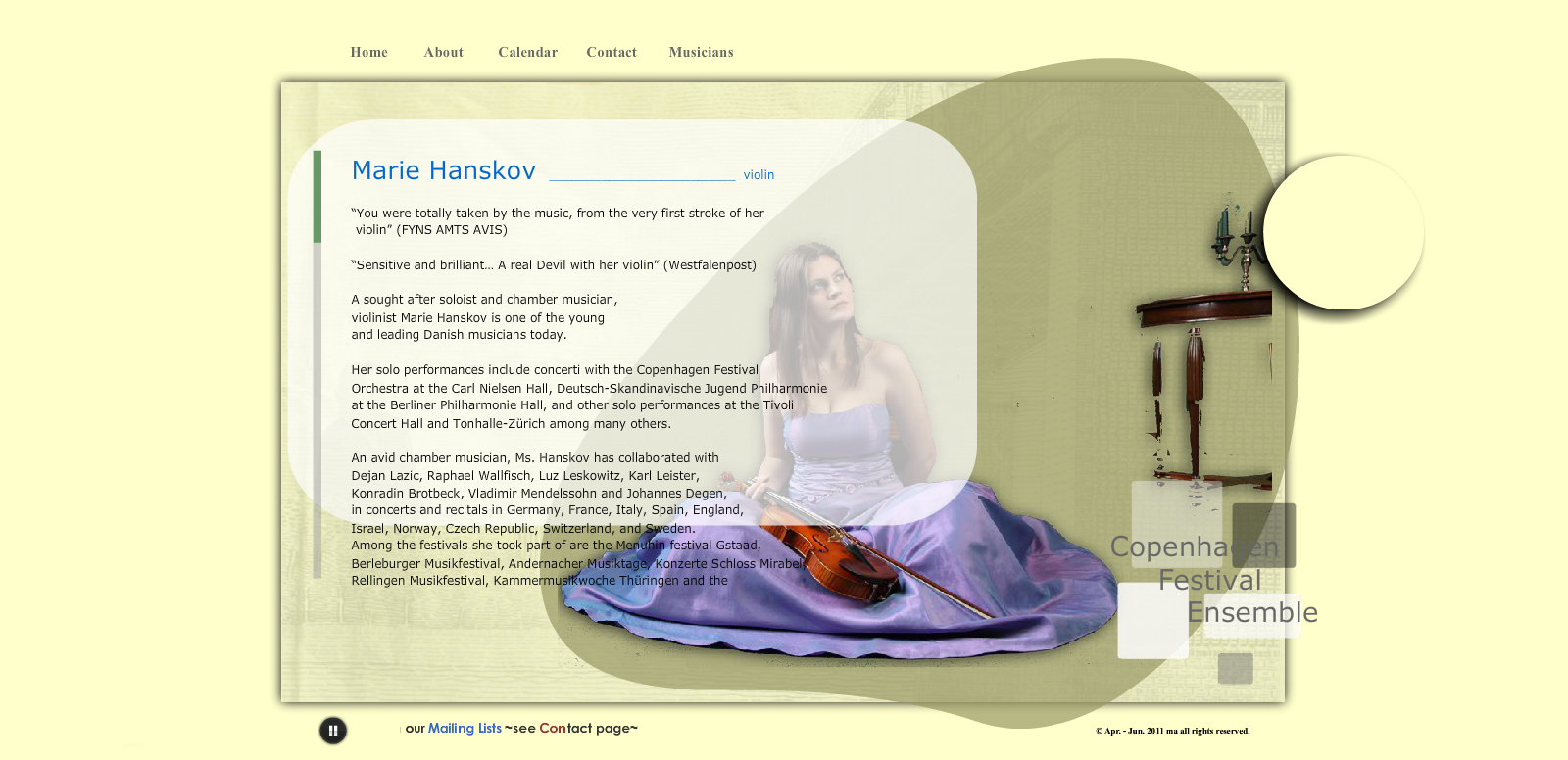 Marie Hanskov page design